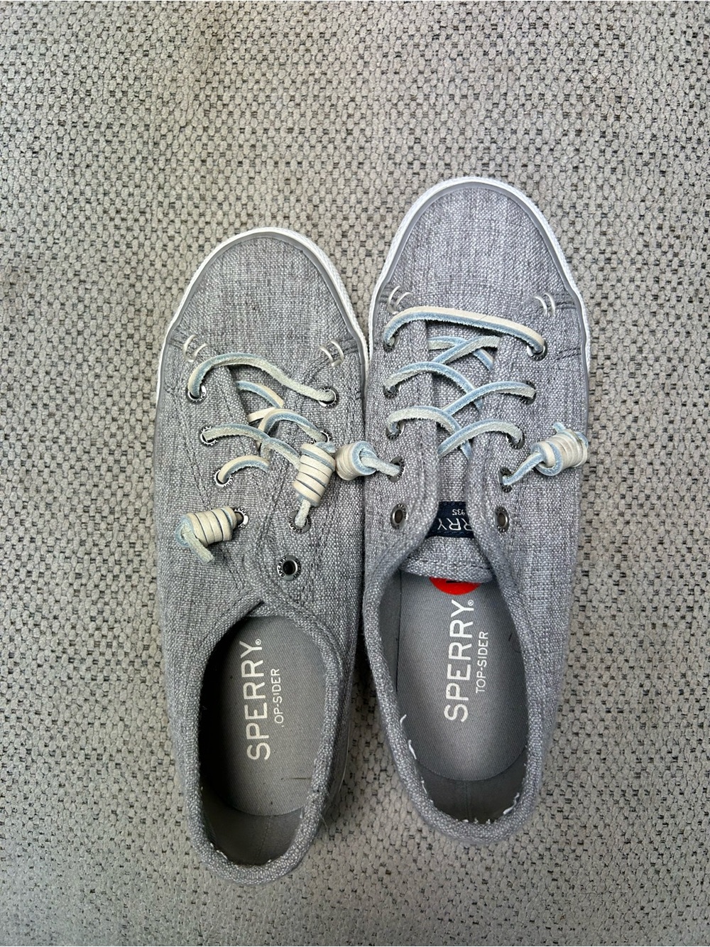 Rockport Gray Casual Lace-Up Canvas Flats